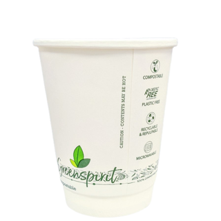8oz White Greenspirit Aqueous DW Hot Cups (20x25)